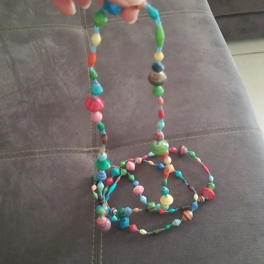 Beaded Statement Necklace By BEAD FOR LIFE 60 Plus Inches Long - Picture 4 of 7